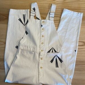 GUC CARON CALLAHAN cream/white button overalls - size XS